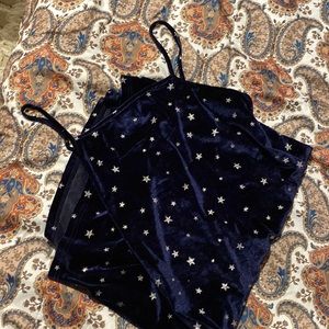 3 for $15! starry night velvet mini dress with spaghetti straps